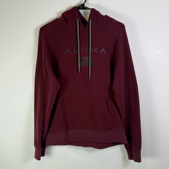 Alpha comfort fleece red American flag hoodie men’s size medium - Picture 1 of 6
